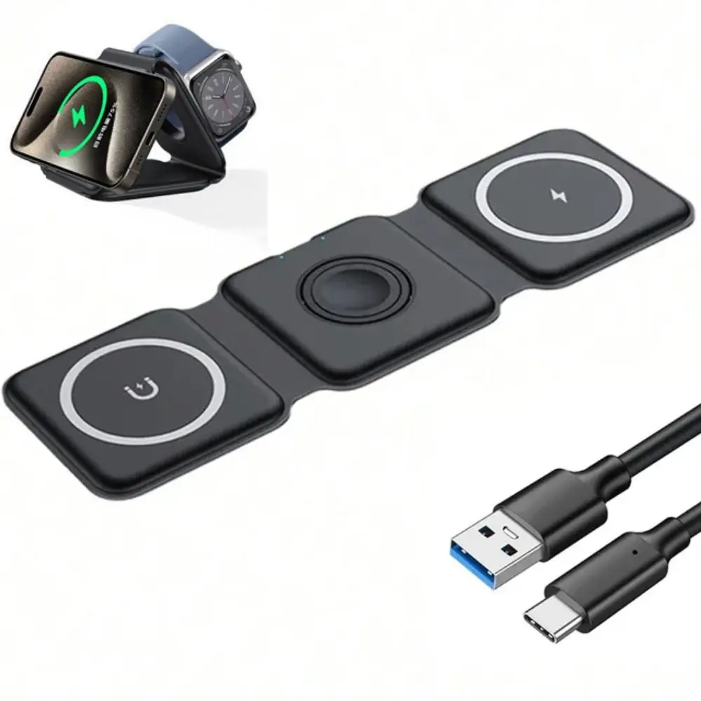 

Новая складная зарядная станция 3 в 1, магнитная портативная беспроводная зарядная станция, беспроводное зарядное устройство для путешествий