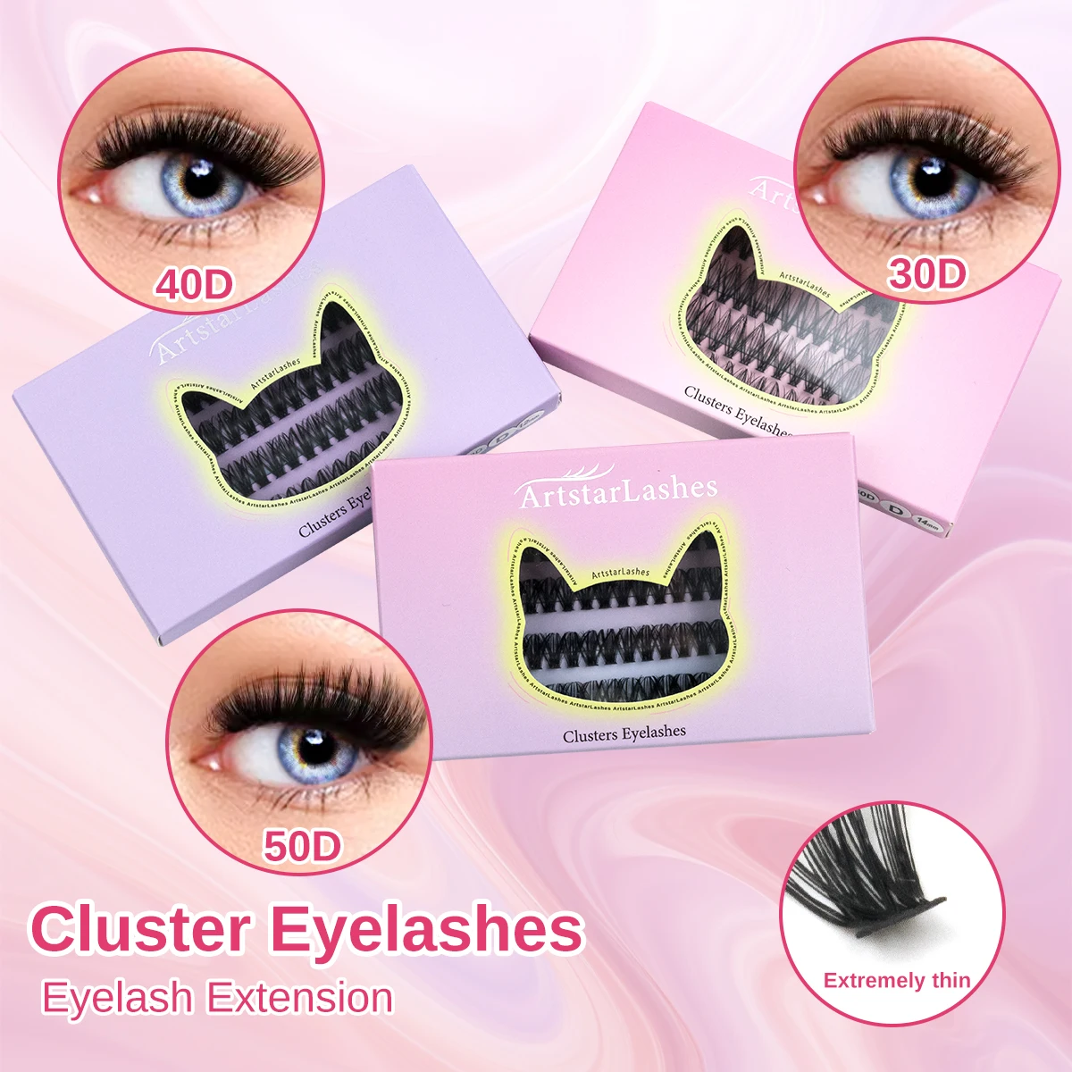 ARTSTAR 80 Bundels Wimpers Clusters Extensions 30D 40D 50D Lash Clusters 8-16mm Individuele Cluster Makeup Tools Cilia