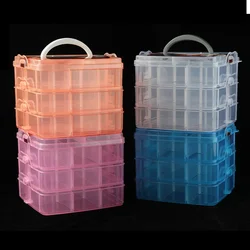 (1pcs)Three Layer Jewelry Storage Box Detachable Transparent Plastic Box Tool Box Toy Compartment Storage Rubber Band Box