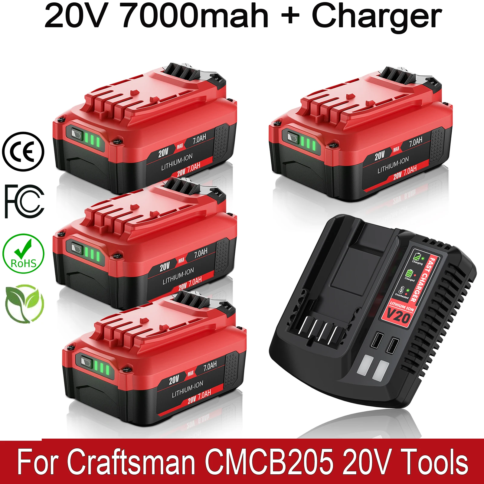 7000mah للحرفي بطارية 20 فولت أدوات استبدال البطارية للحرفي CMCB205 CMCB204 CMCB203 CMCB206 أدوات كهربائية