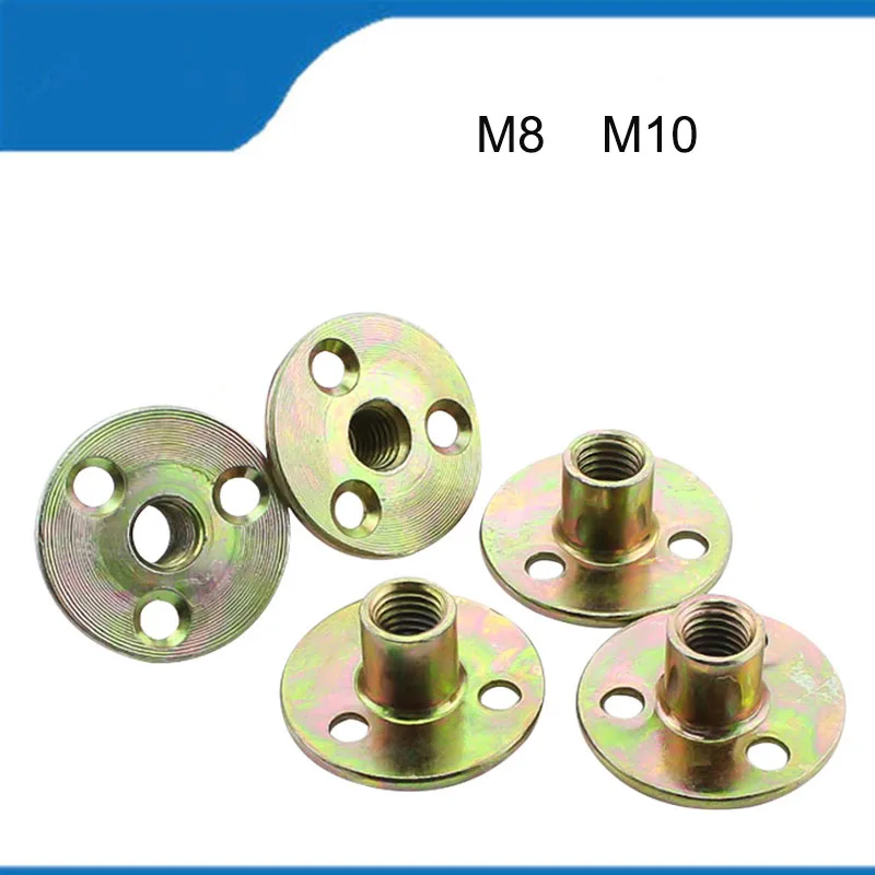 High Quality M8  M10 2PCS Galvanized Iron Plate Nut Three Hole Lock Nut Furniture Plywood On Sofa Foot