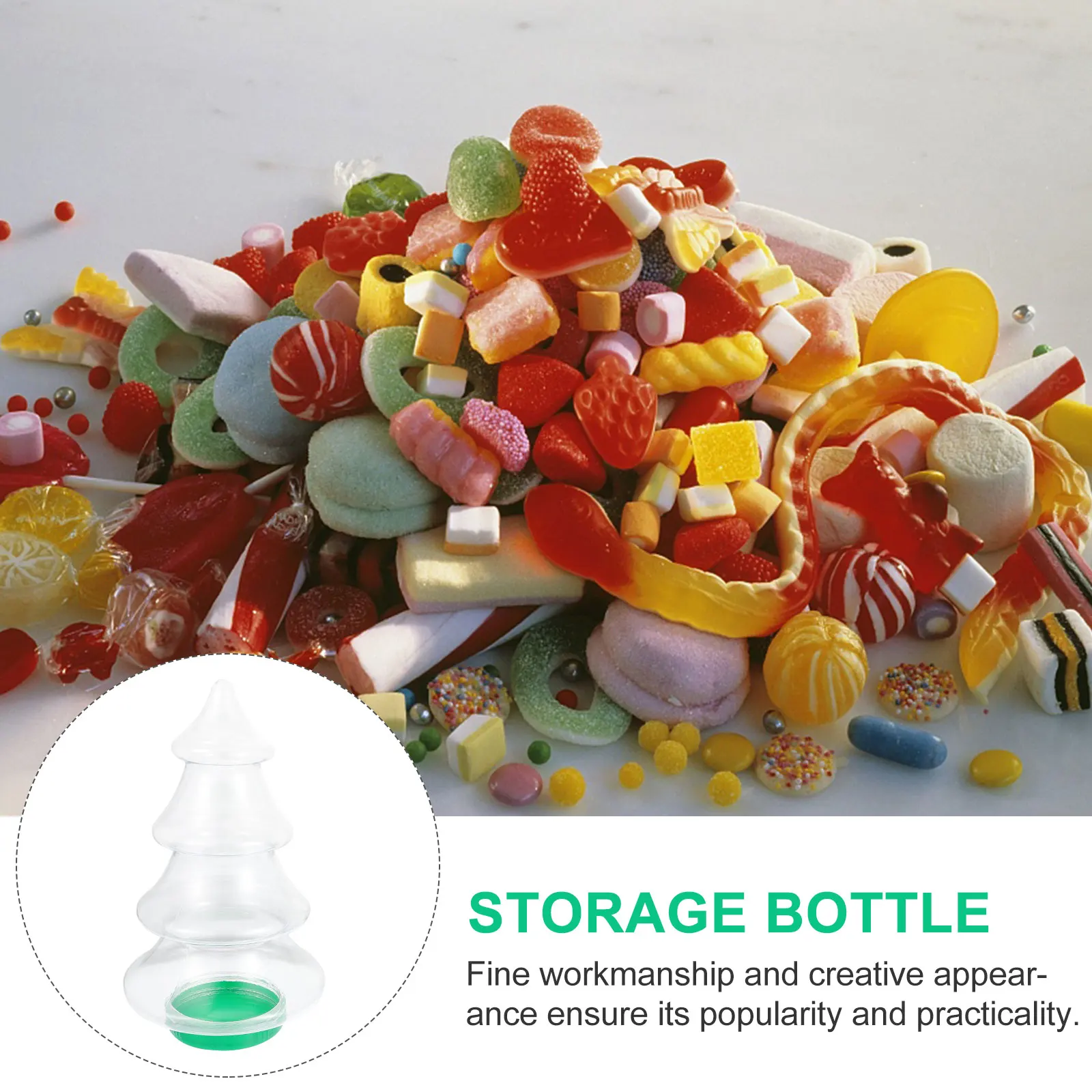 2Pcs Christmas Tree Shaped Candy Bottles Storage Packaging Bottles Xmas Gift Container for Sweets Candy Bottle