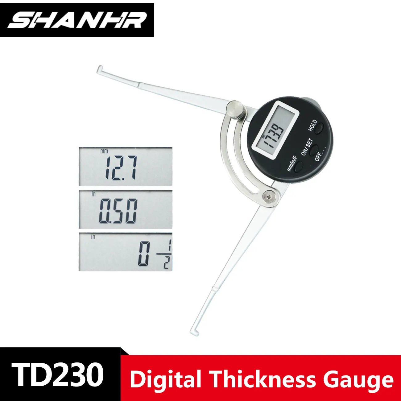 SHANHR 12.7-165mm Fraction/mm/in Digital Inside Caliper Thickness Gauge Inside Digital Inside Caliper Gauge