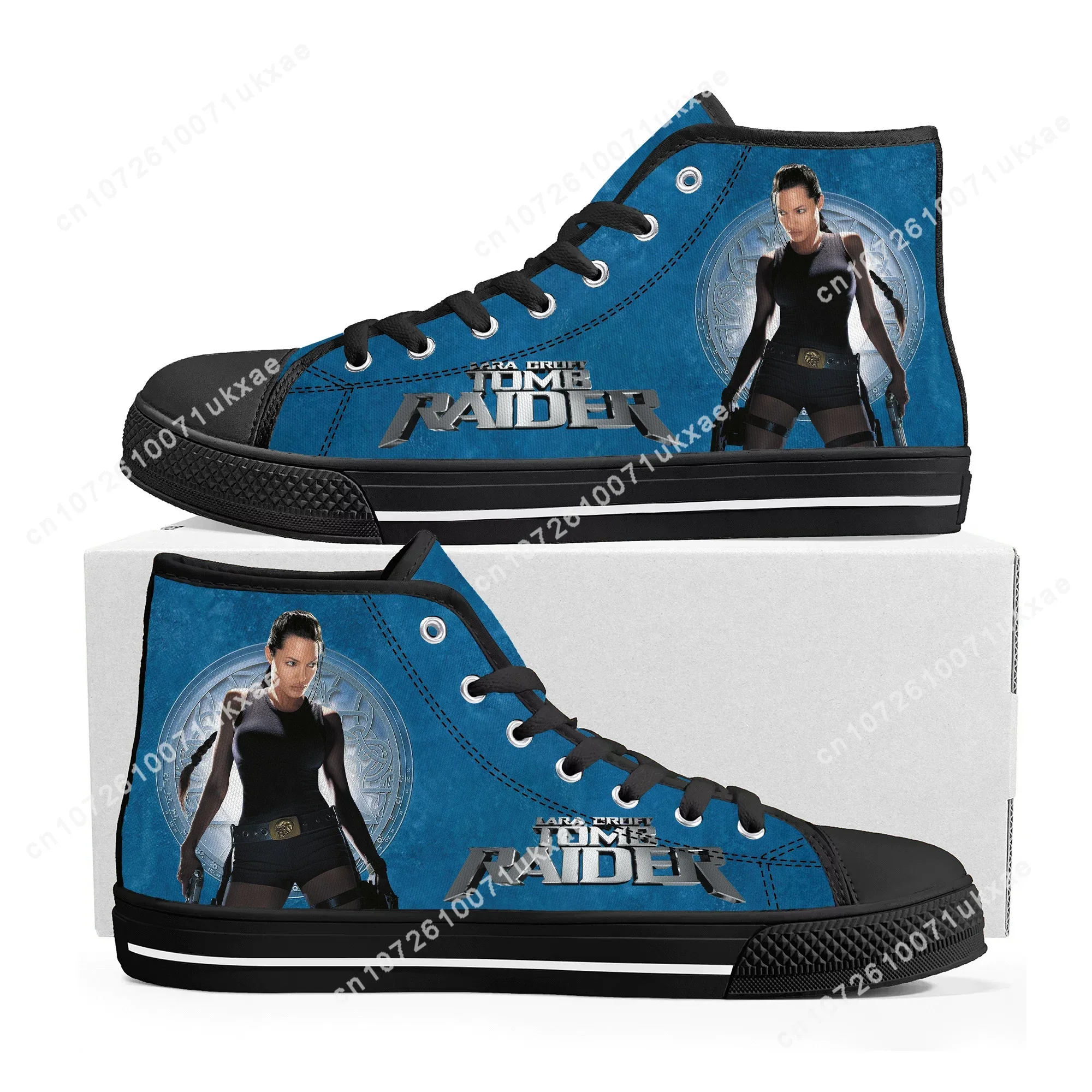 Lara Croft Tomb Raider High Top Sneakers Mens Womens Teenager Angelina Jolie Canvas Sneaker couple Shoe Casual Custom Made Shoes