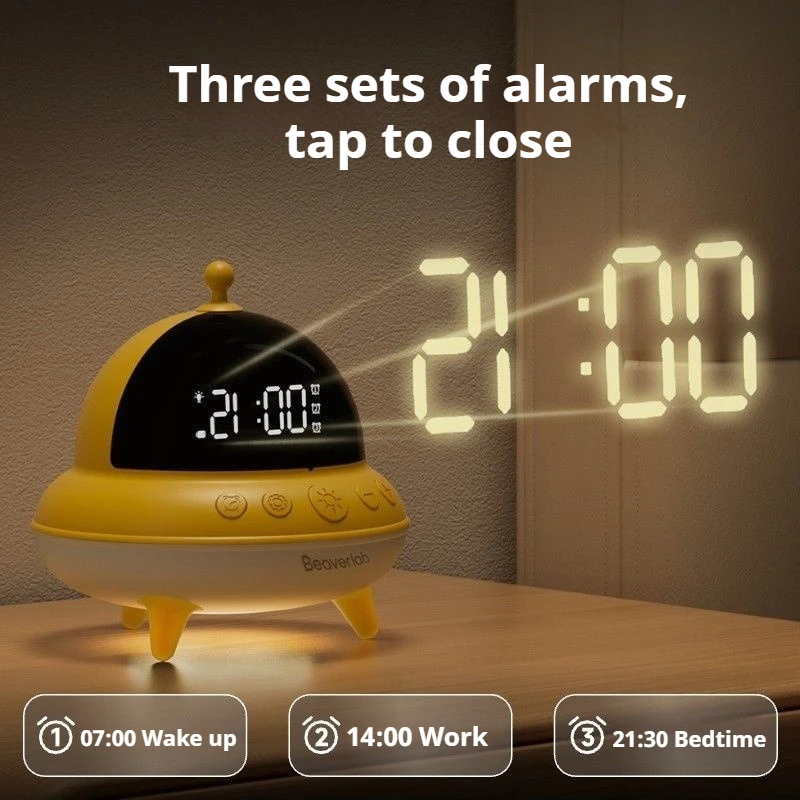 UFO Motion Sensing Night Light Digital Alarm Clock Rechargeable Rainbow Lamp Silent Cute Kids Bedroom Decor Children Gift