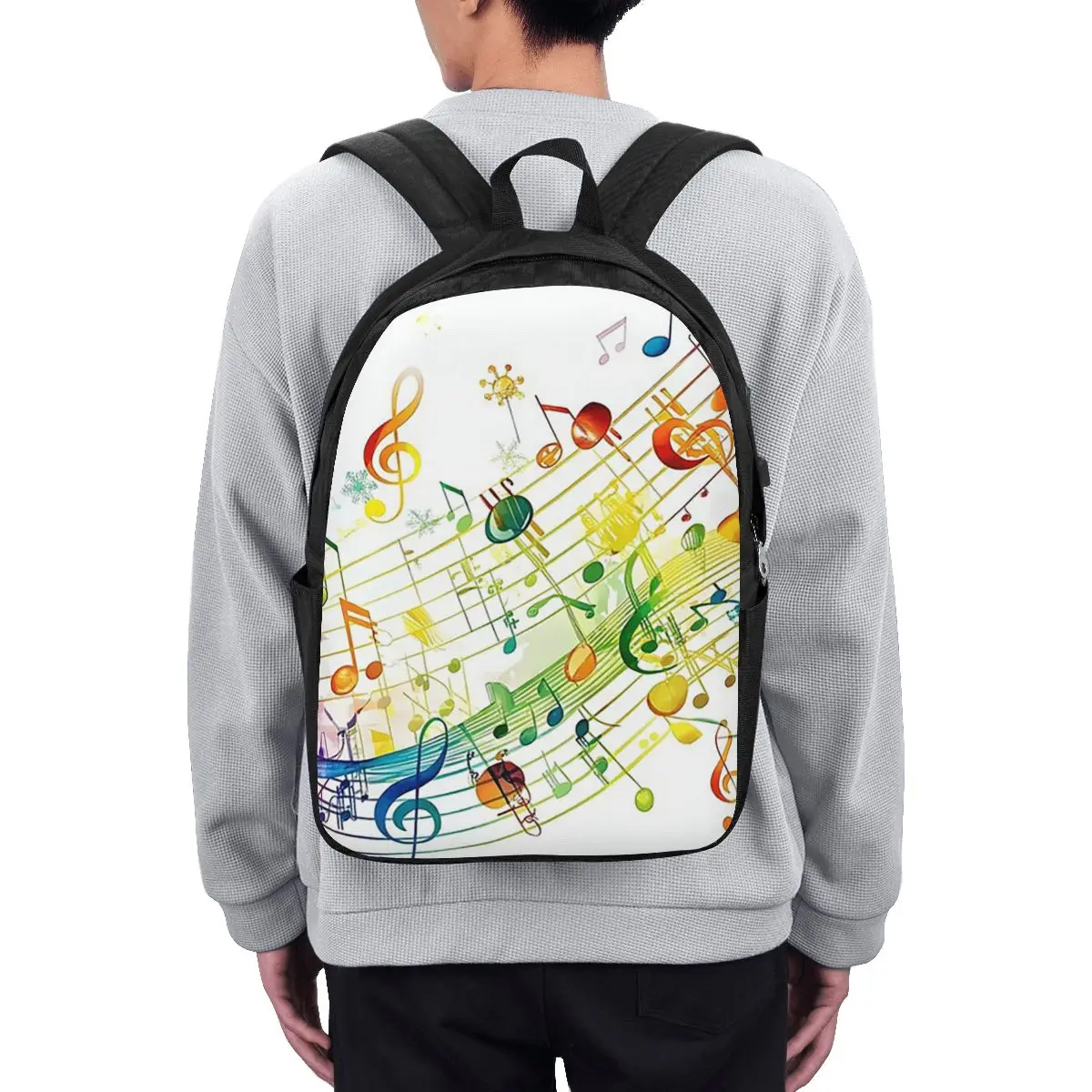 Abstract Piano Keys With Musical Notes Backpack Travel Notebook Bag Computer College Student School Bag Laptop Shoulder Bags view 2