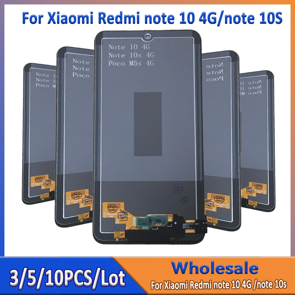 

Wholesale Lot For Xiaomi Redmi Note 10 4G LCD Screen Touch Assembly Display 3/5/10 Pieces Compatible with Note 10S Models