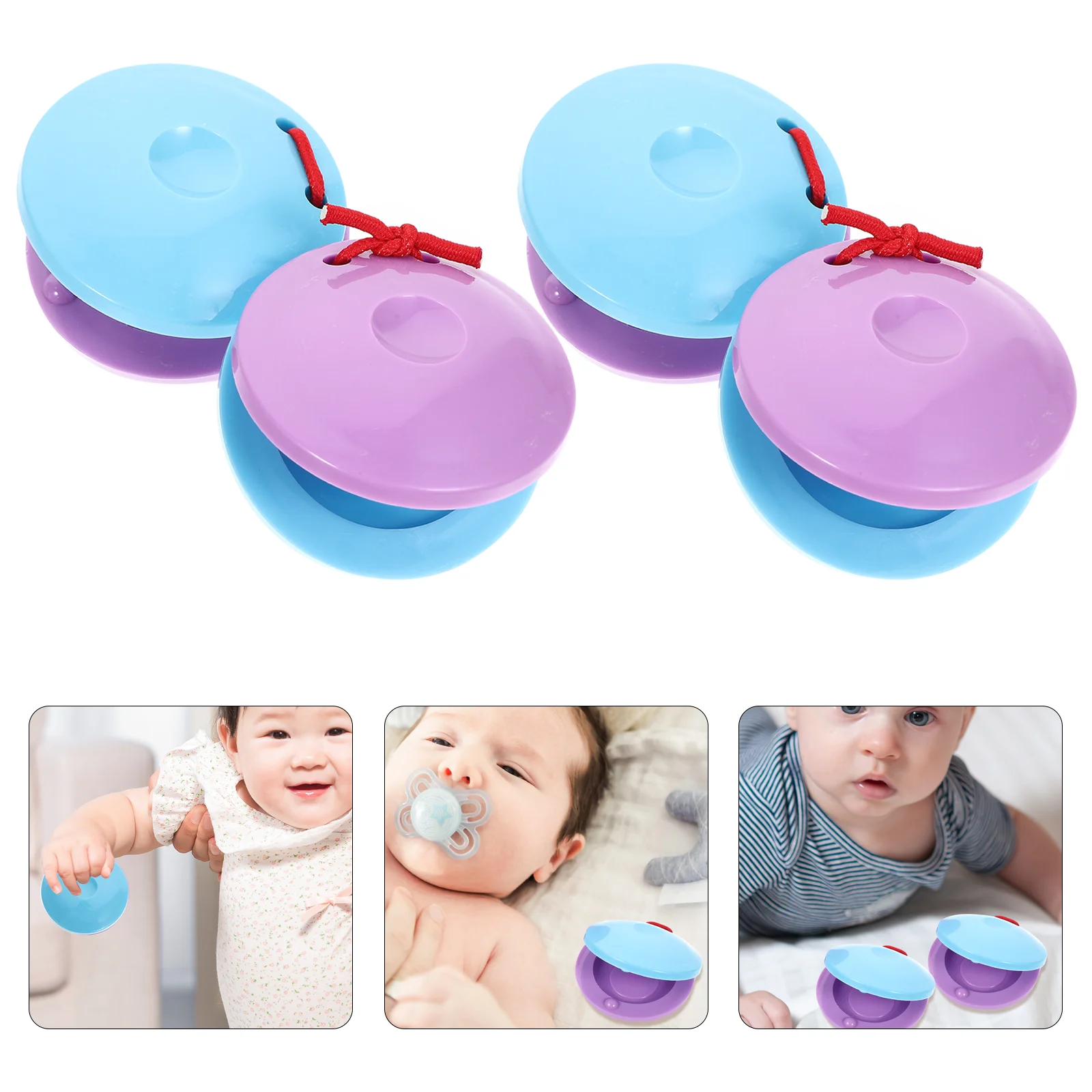 

8 Pcs Children's Round Sounder Castanets for Kids Percussion Instrument Music Instruments Toddler Finger Musical Plastic