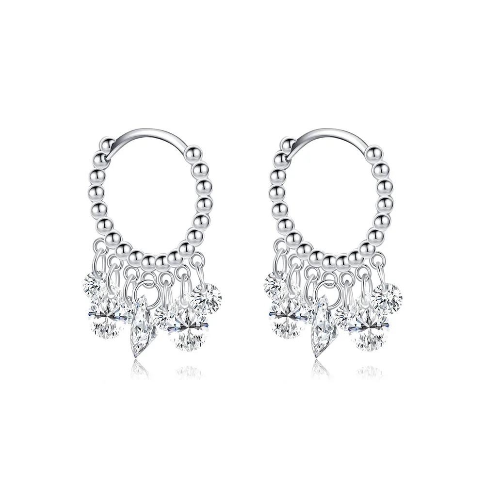 

Apexelle Brand Luxury Jewelry 925 Sterling Silver Earrings Geometric Stunning Clear Zircon Hoop Earrings Fashion Jewelry