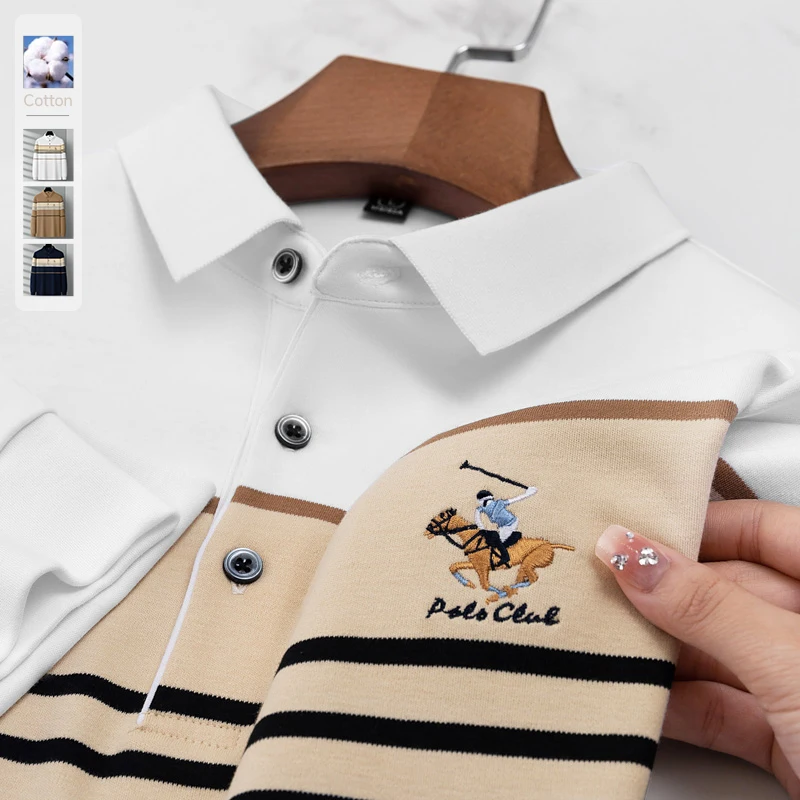 

Роскошная вышивка, осенне-зимняя мужская рубашка-поло с длинными рукавами, 100% хлопок, хип-хоп, Harajuku, топы-поло с длинными рукавами и лацканами, мужские 3XL