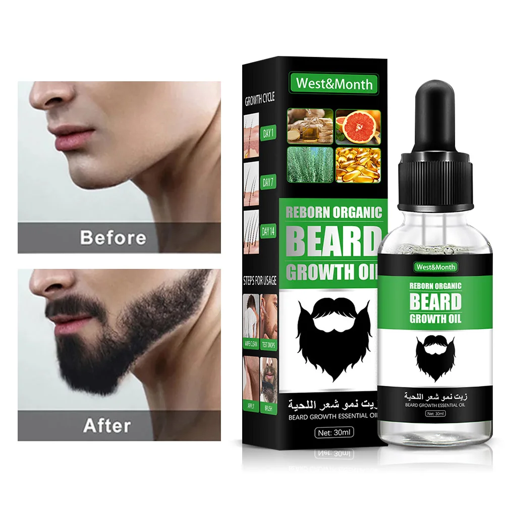 Beard Growth Natural Oil Beard Care Essence for Thicker and Longer Beard Growth Promoter To Moisturize Beard Mustache Care 30ml