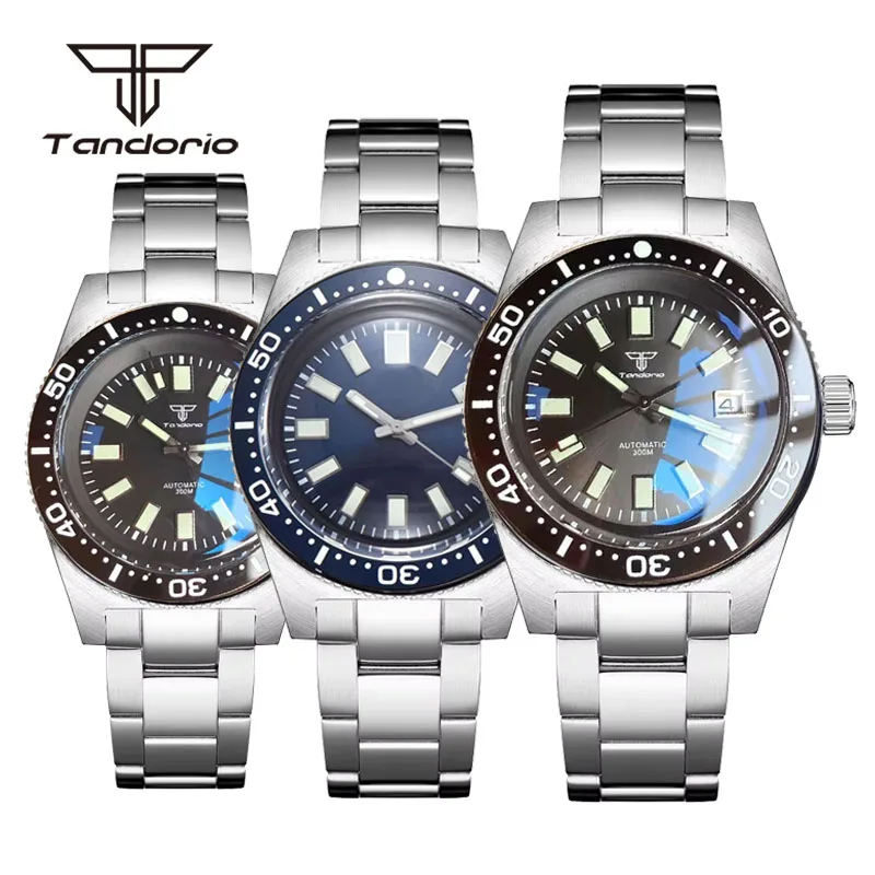 

Tandorio 62mas Style Автоматические механические часы для дайвинга Светящиеся 30 бар Водонепроницаемые Miyota 8215/PT5000 Movt Dome AR Сапфировая дата