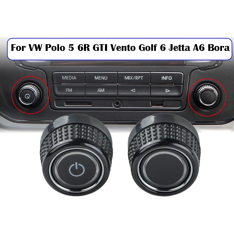 Car Interior Radio Switch Button CD Control Rotary Knob GPS Screen Volume Knob For VW Polo 5 6R GTI Vento New Jetta Bora Cross