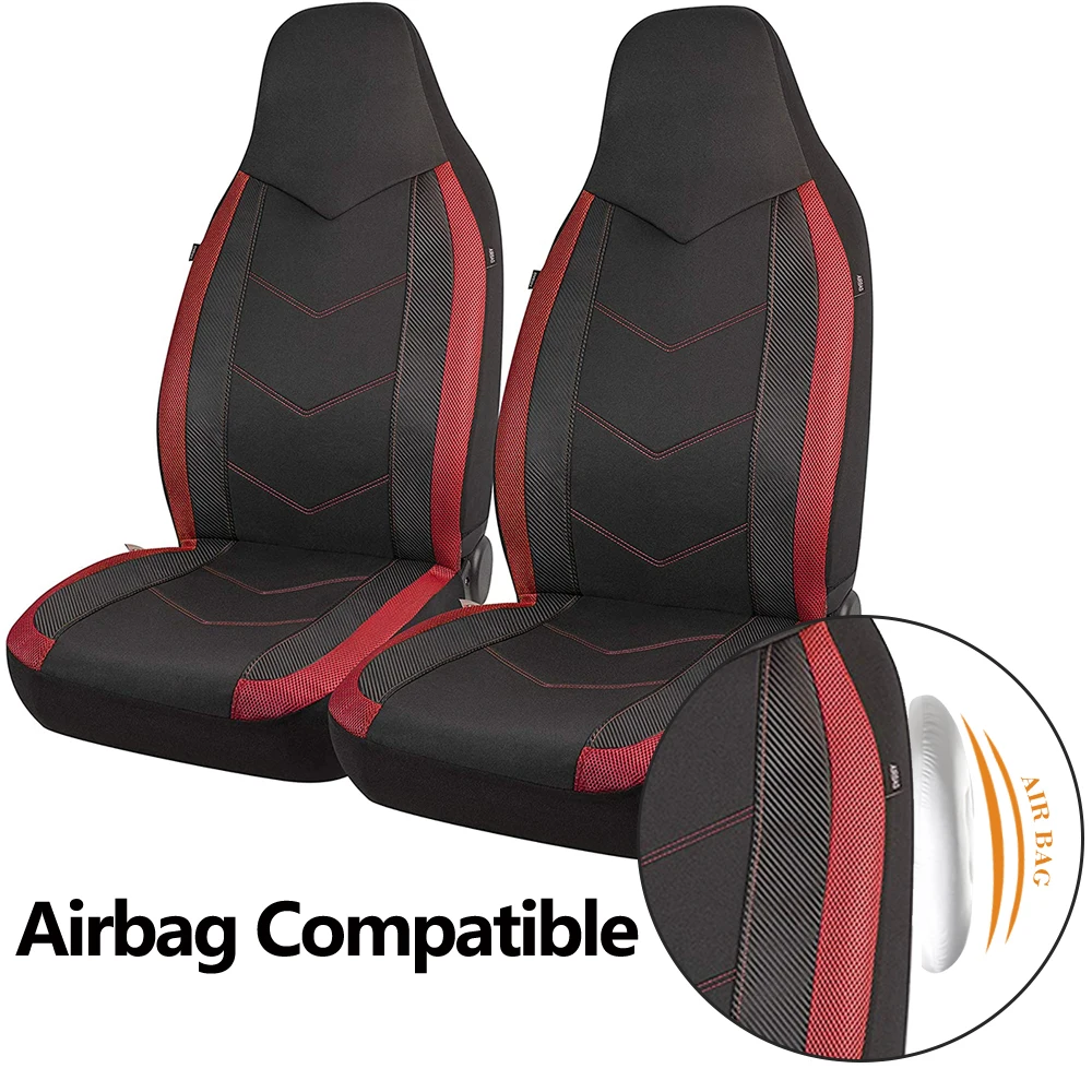 Universal 2 Front Sports Car Seat Covers Breathable Mesh Fabric Carbon Fiber Texture Seat Cushion Fit Car SUV Van Racing seat