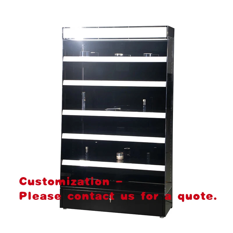 custom.High End Custom Cosmetics Perfume Floor Metal Shelves Lipstick Makeup Display Stand Skincare Beauty Product Display Racks