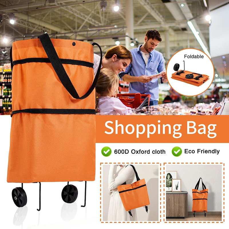 high-capacity Folding Shopping Cart Portable Supermarket Tote Bag Folding Wheel Bags Wheel Bags