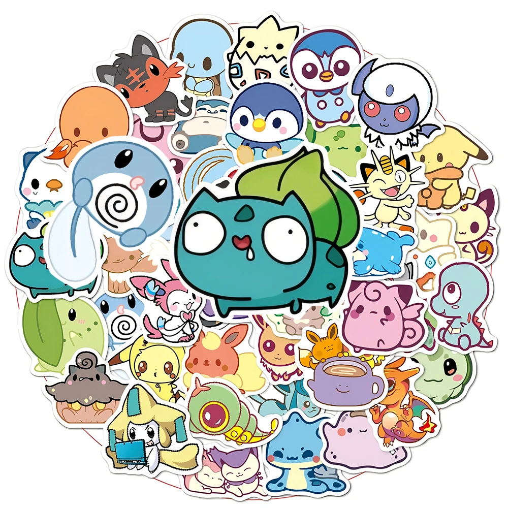 10/30/50pcs Kawaii Pikachu Cartoon Stickers Classic Manga Pokemon Decals Waterproof Cute DIY Stationery Laptop Phone Case