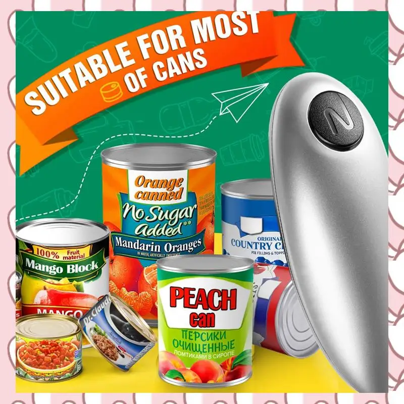 HHTL Electric Can Opener Can Opener Most Of Cans Smooth Edge Electric Opener For Kitchen Gadget,Arthritis And Seniors