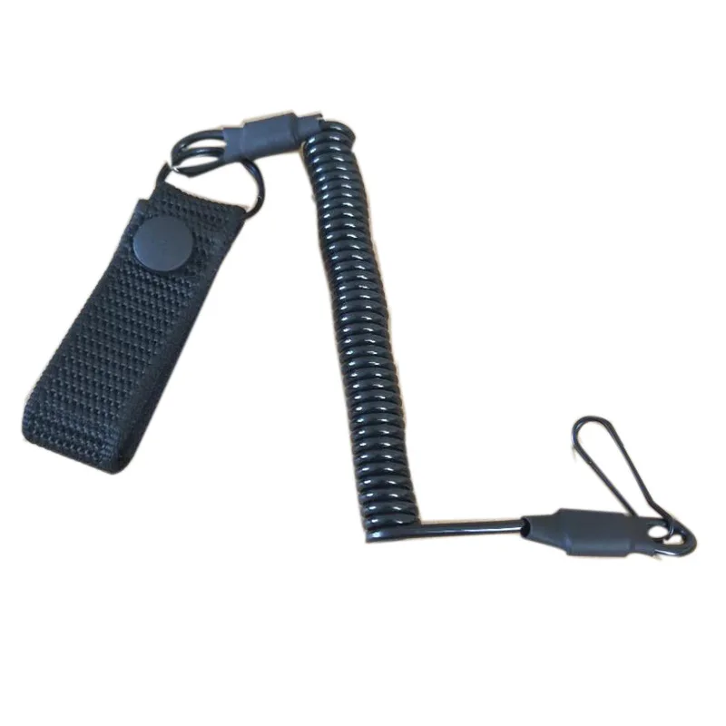 Anti-lost Elastic Lanyard Rope Military Spring Safety Strap Tactical Gun Rope For Key Ring Chain Flashlight Hunting Accessories