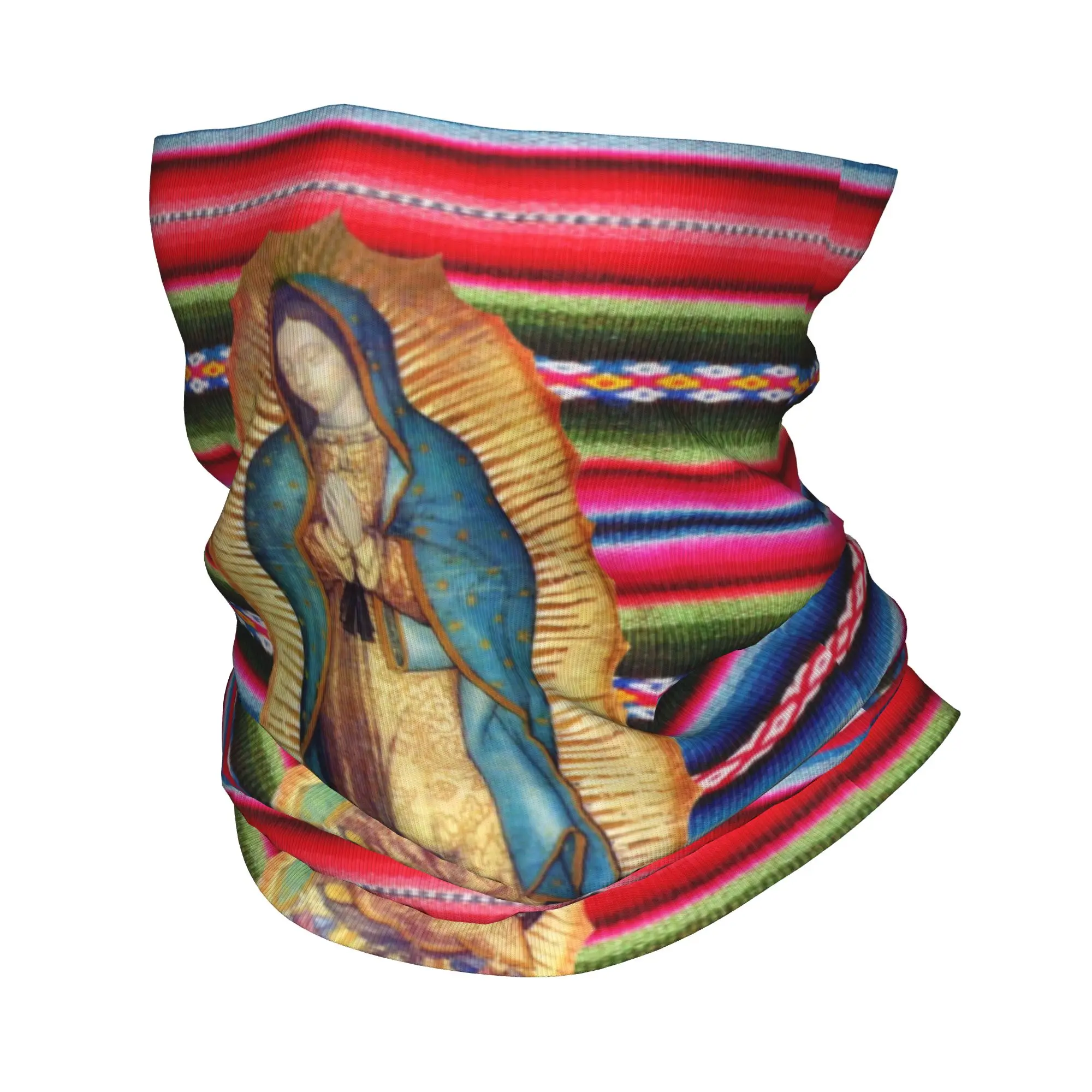 Our Lady of Guadalupe Virgen Maria Zarape Winter Headband Neck Warmer Tube Scarf Virgin Mary Catholic Face Bandana Gaiter