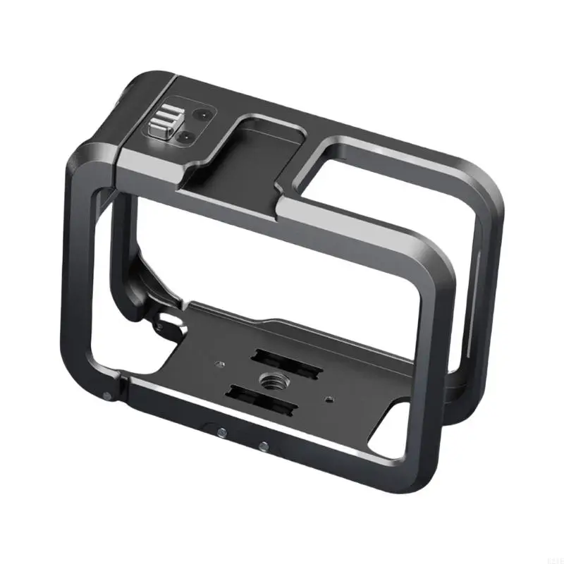 

E21E MetalHousing Case for Action Camera Metal Cage with Double Cold Shoes and Side Charging Port Adventure Ready
