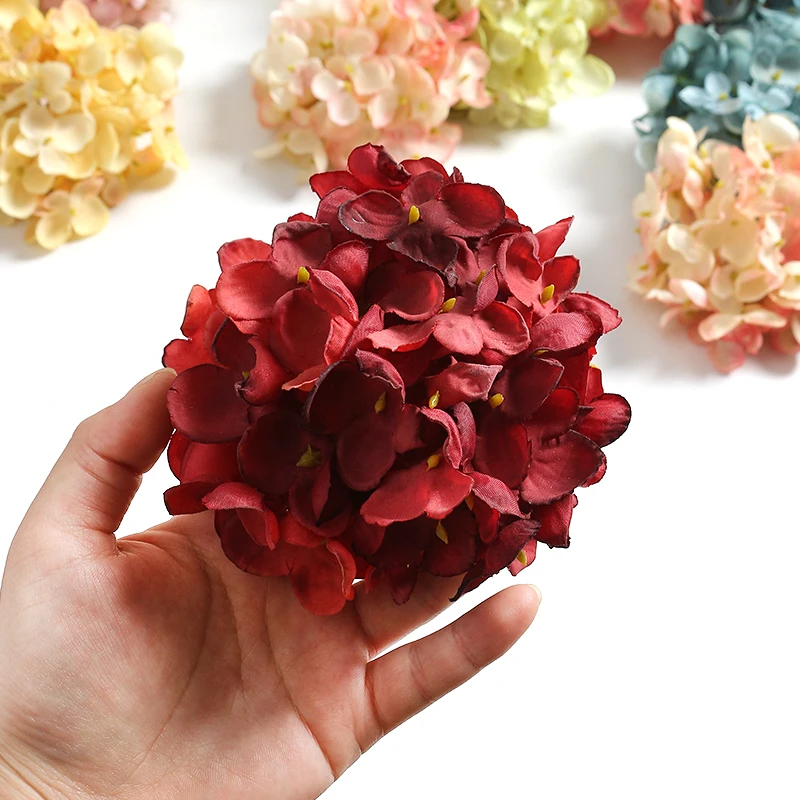 2Pcs Artificial Hydrangea Flowers 10cm Fake Flowers for Home Decor Wedding Marriage Decoration Supplies DIY Wreath Accessories