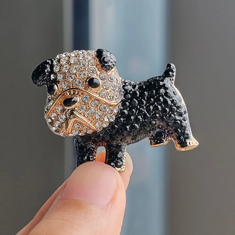 Nowe Śliczne Rhinestone Puppy Dog Broszki Dla Kobiet Mężczyzn Koreańska Moda Urocza Pies Animal Broszka Odzież Plecak Szpilki Biżuteria Prezent — zdjęcie 4