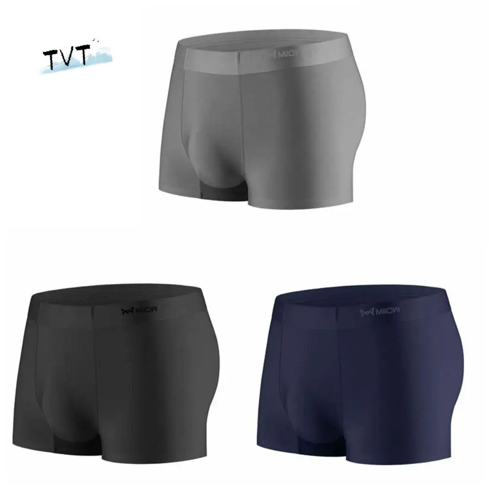 

3PCS Simple Letter Men's Flat Panties Seamless Mid Waist Ice Silk Shorts Boxers Underpants Thin Men's Underwear Male/Boys