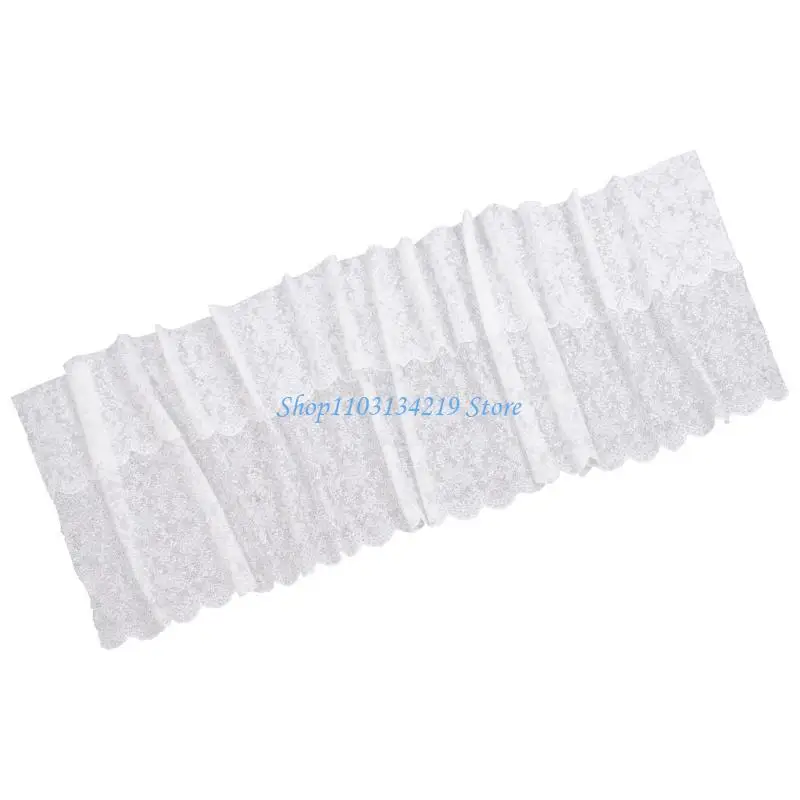 N5KC Floral Lace Short Curtain For Kitchen Or Bedroom Comes With Color Pins