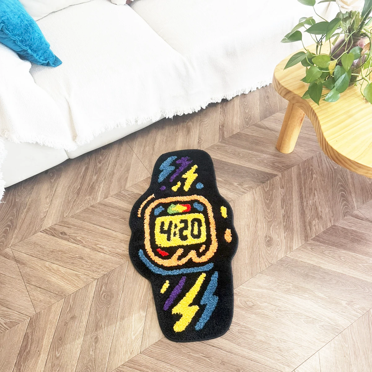 AGILESTAR Lightning Watch Shape Rug, Streetwear Tufted Carpet, Non Slip Floor Mat for Watch Lovers Living Room Studio Decor