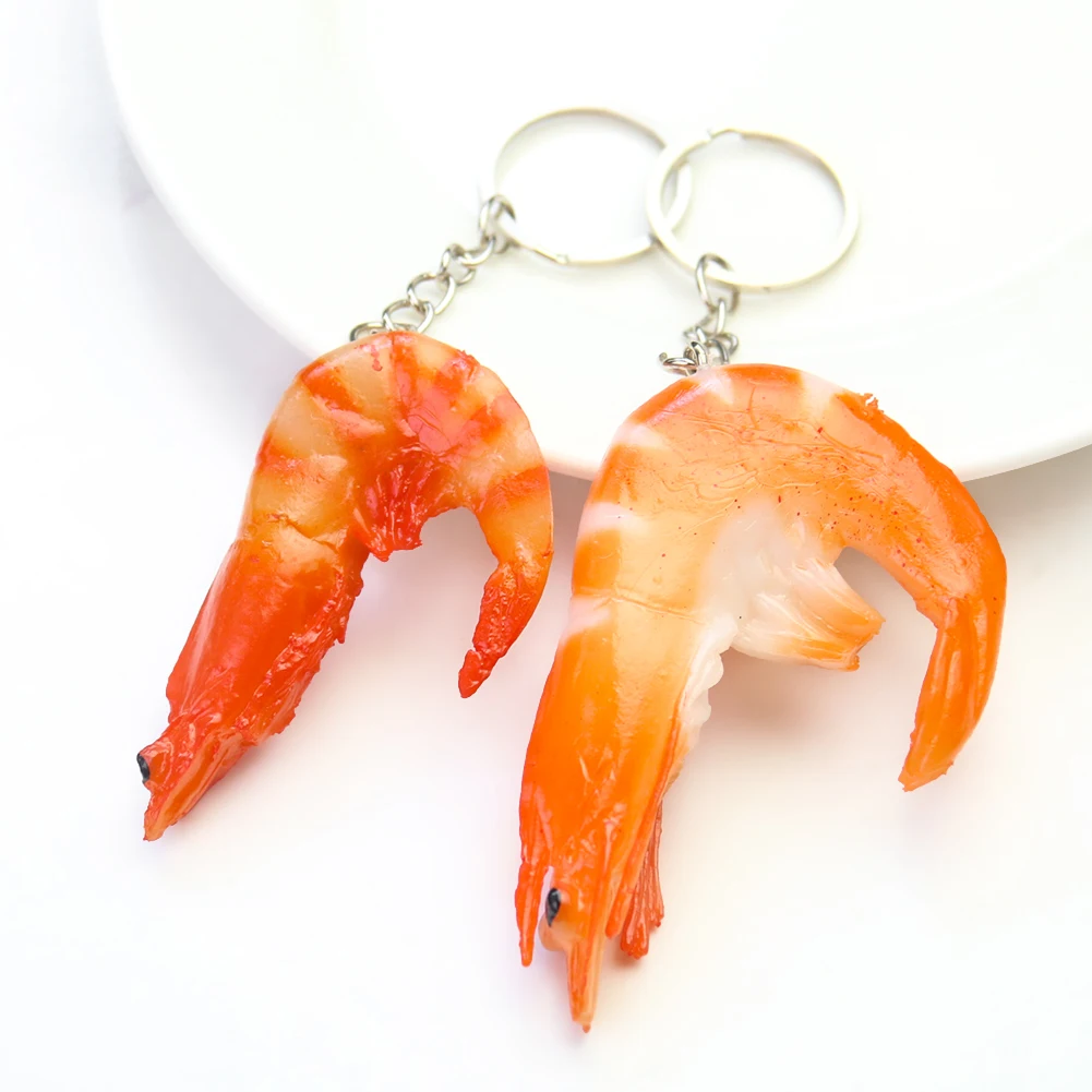 Shrimp Keychain Funny Fake Food Prawm Seafood Pendant Keyring Beach Toy  Ornament Jewelry Gift Kitchen Cooking Resturant Stalls