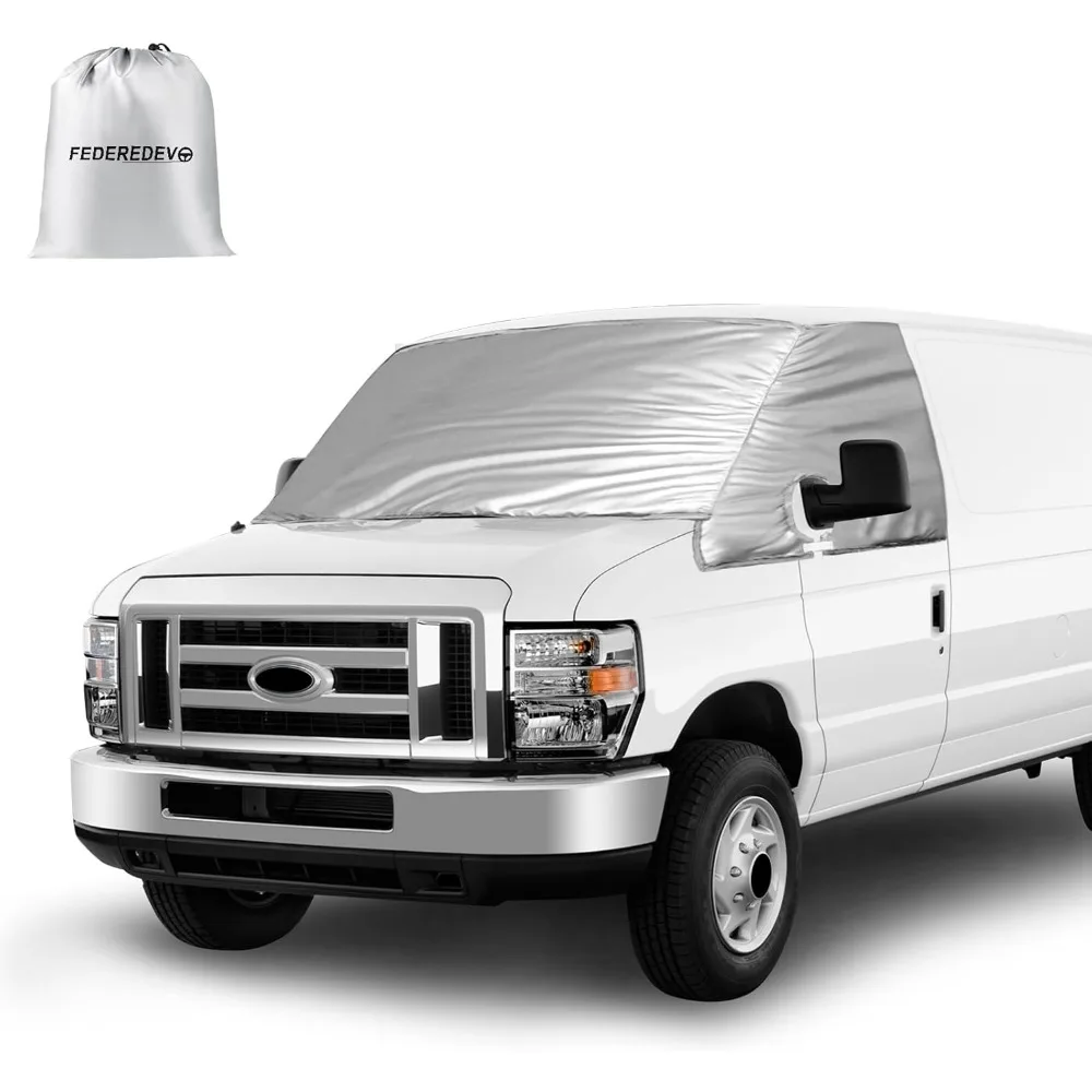 

Custom Fit RV Windshield Cover for E150 E250 E350 E450 2003-2026 Class C Motorhome Silver UV Heat Block