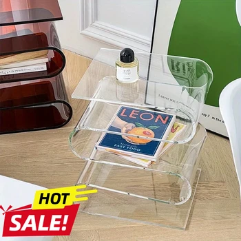 Nordic Transparent Book Shelf Acrylic Personality Side Table Living Room Furniture Home Decor Small Bookshelf Magazine Rack New