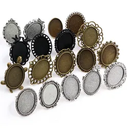 18x25mm 5pcs Antique Silver Bronze Plated Mixed Styles Oval Adjustable Ring Settings Blank/Base,Fit Oval 18*25mm Glass Cabochons