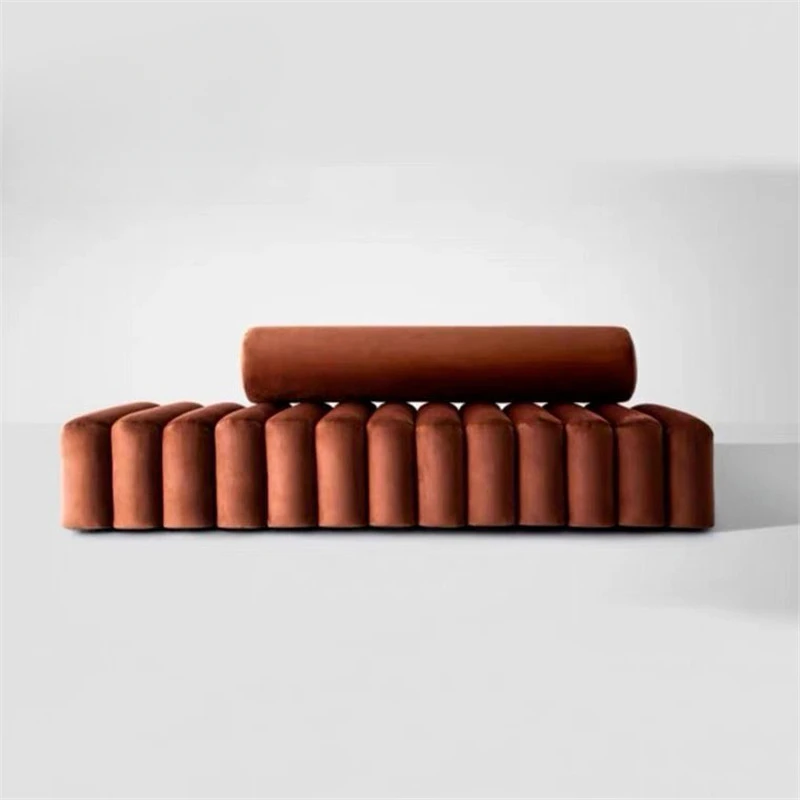 Fabric backrestbed tail stoolentrance  shoe changing light luxury living room sofa stoolsample room stool image 2
