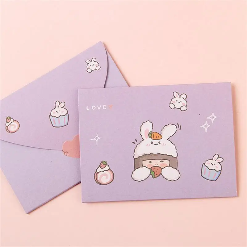 Cute Cartoon Postcard New Year Gift Decoration Letter Paper Greeting Card Birthday Card Blessing Thank Envelope