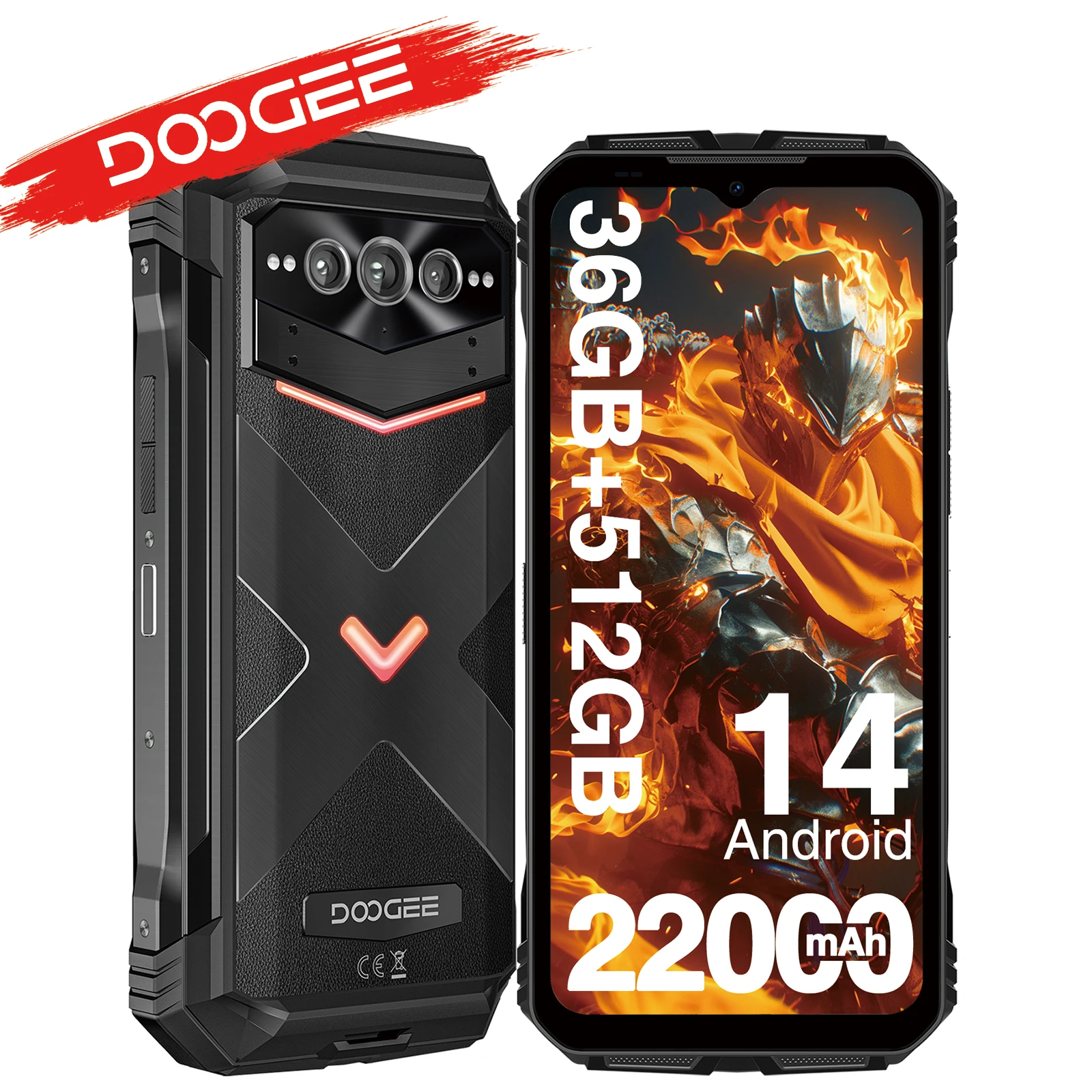 DOOGEE V Max Plus 5G globale Version, verstärktes Smartphone, Kamera mit KI 200MP, 36 GB (16 + 20) 512 GB