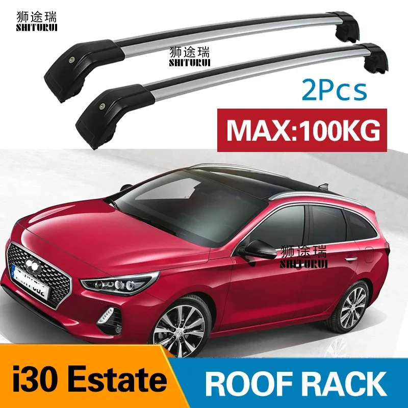 SHITURUI 2Pcs Roof Bars for Hyundai I30 Estate i30 SW 2018 2019 2020 2021 Aluminum Alloy Side Bars Cross Rails Roof Rack Luggage