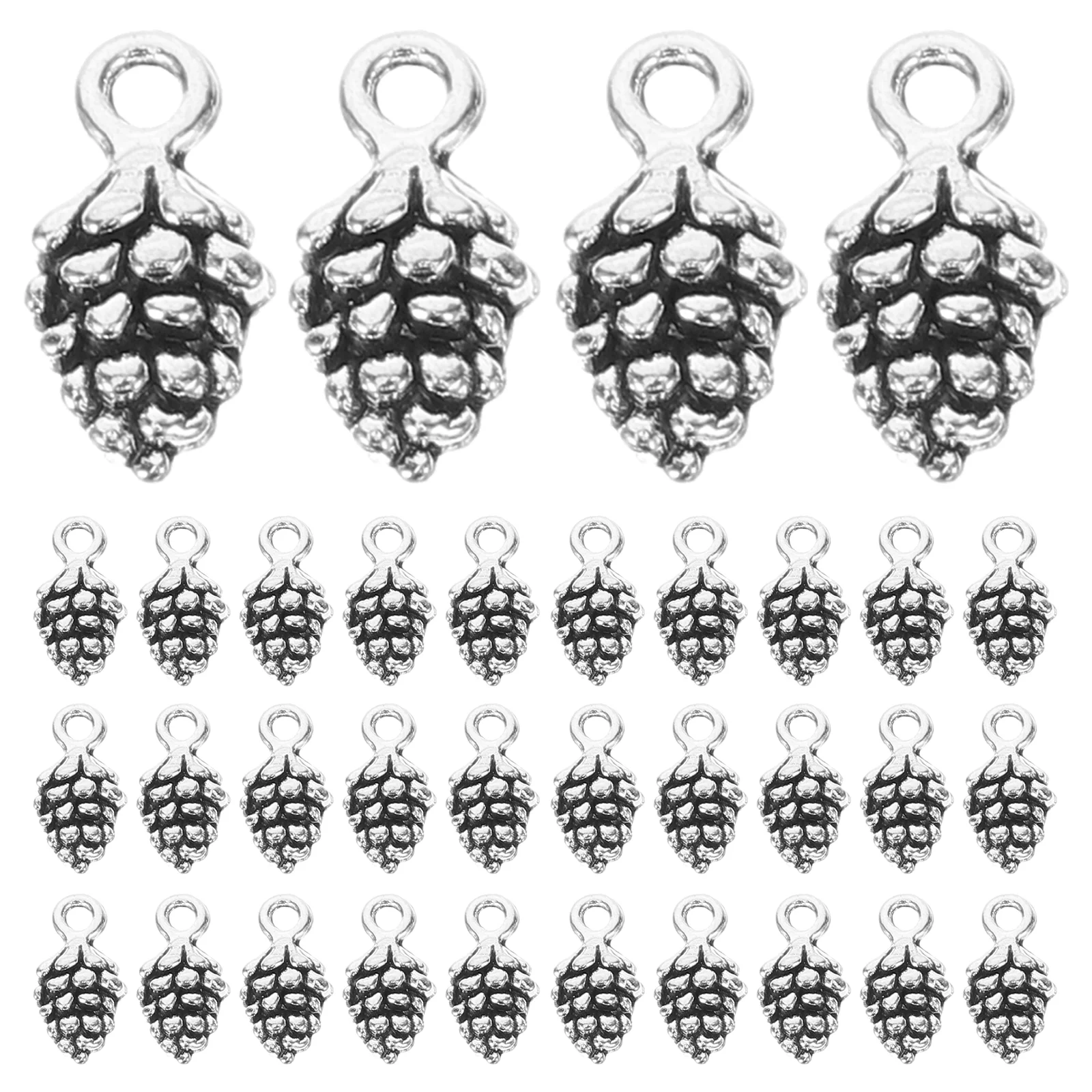 

50 Pcs Silver Pendant Christmas Alloy Pendants Holiday Earrings Xmas DIY for Necklace Pine Cone