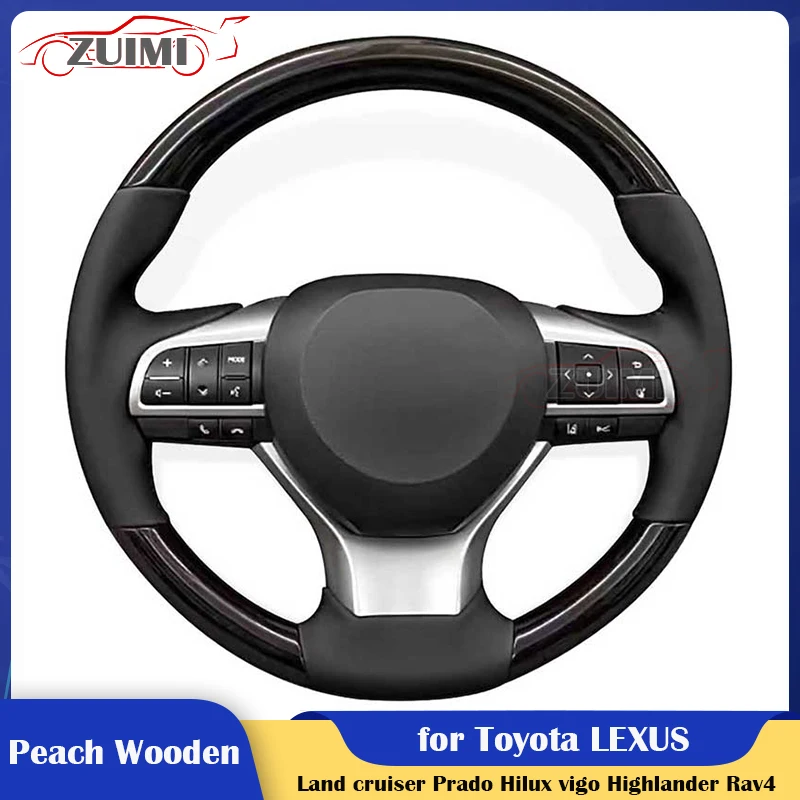 

Peach Wooden Car Steering Wheel for Toyota LEXUS Camry Land Cruiser Prado Hilux Vigo Rav4 Highlander Corolla Fortuner Hilux