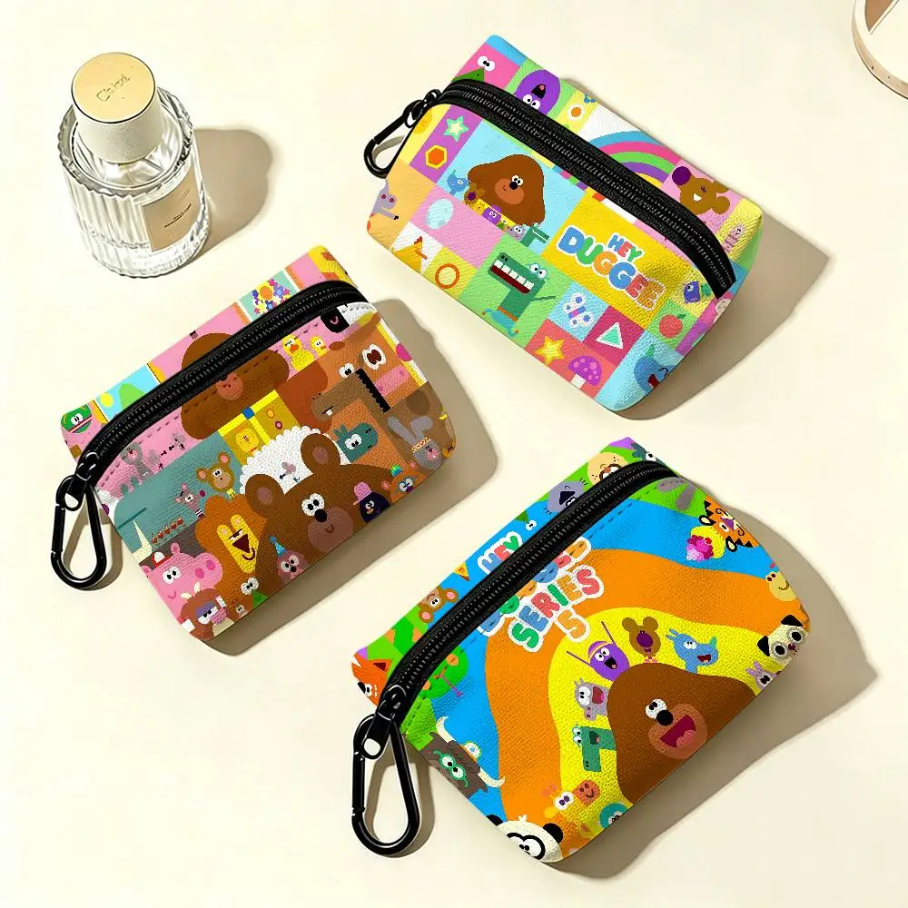 Popular Children Animation H-Hey D-Duggee Oxford Cloth Zipper Wallet Multifunctional Hanging Coin Bag For Credit Cards Keys