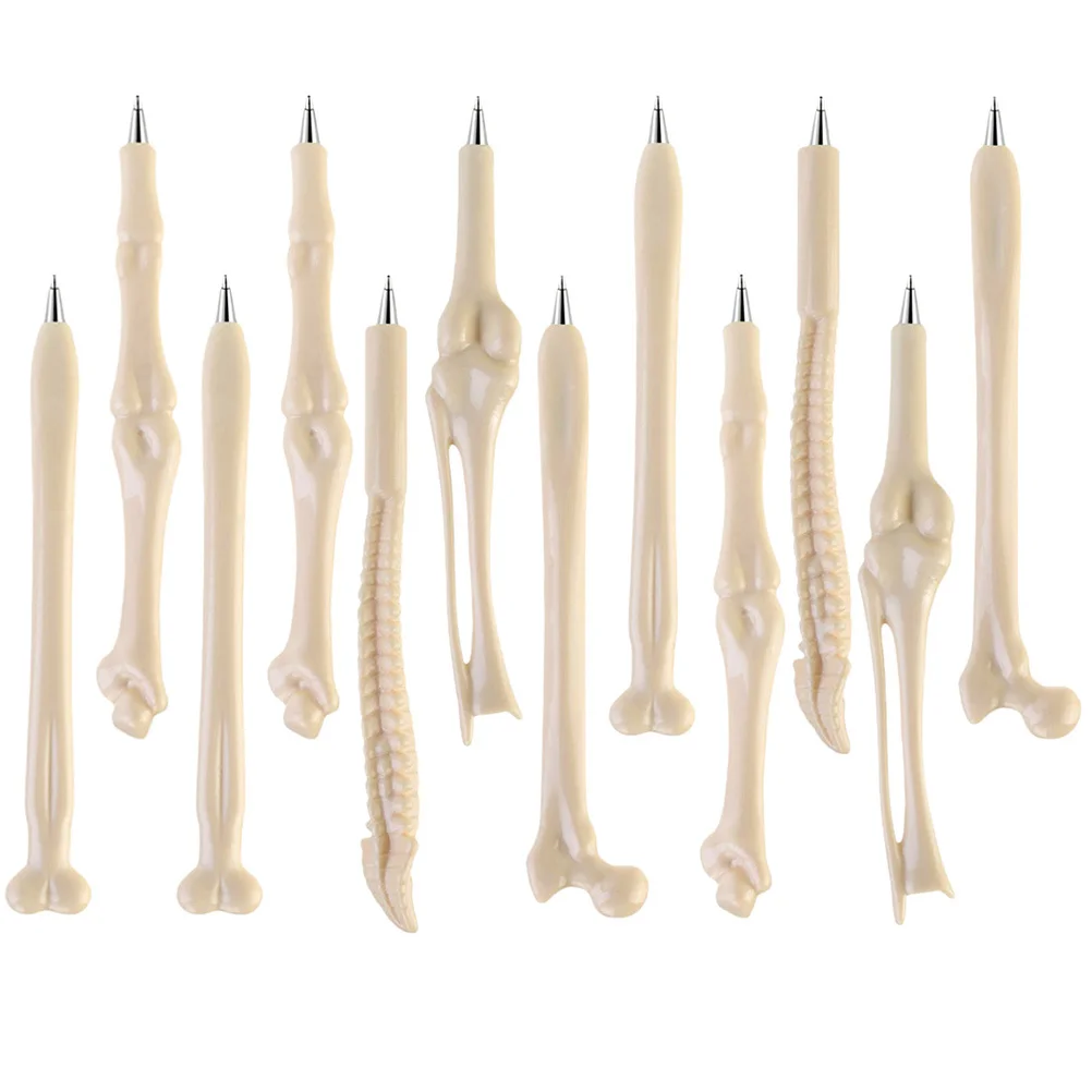 12 قطعة من أقلام حبر جاف على شكل عظمة، تصميم واقعي، كتابة سلسة، هدية حفلة محمولة، أدوات مكتبية إبداعية للطلاب #4