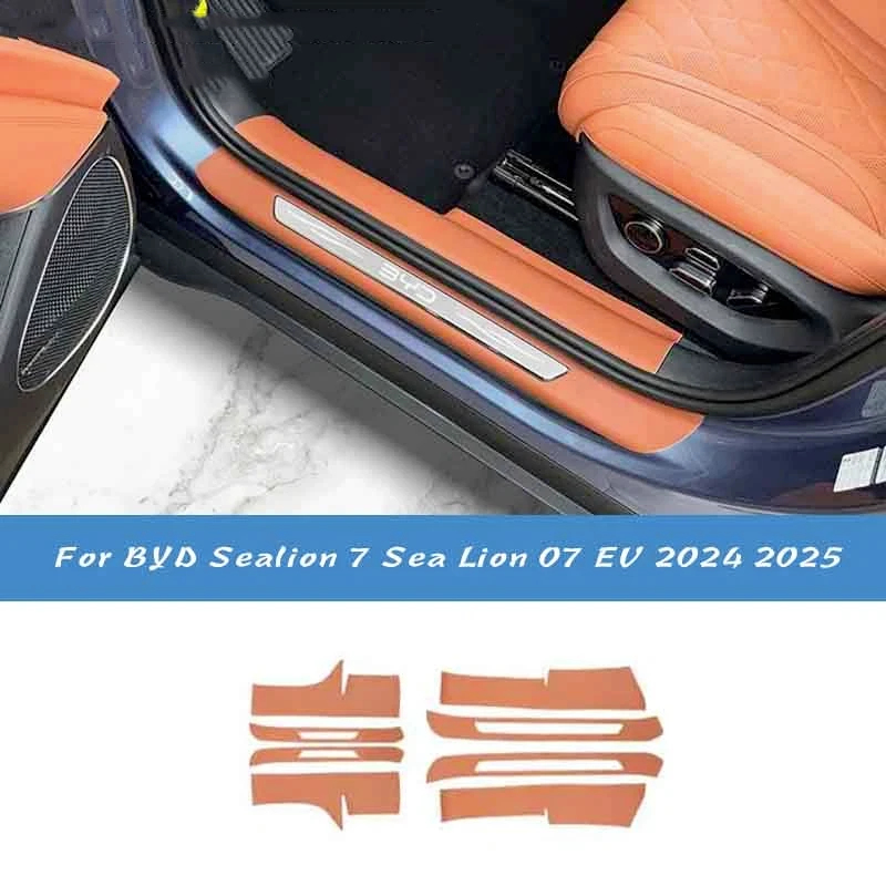 For BYD Sealion 7 Sea Lion 07 EV 2024 2025 Trunk Car Door Threshold Strip Leather Protective Pad Sticker Accessorie