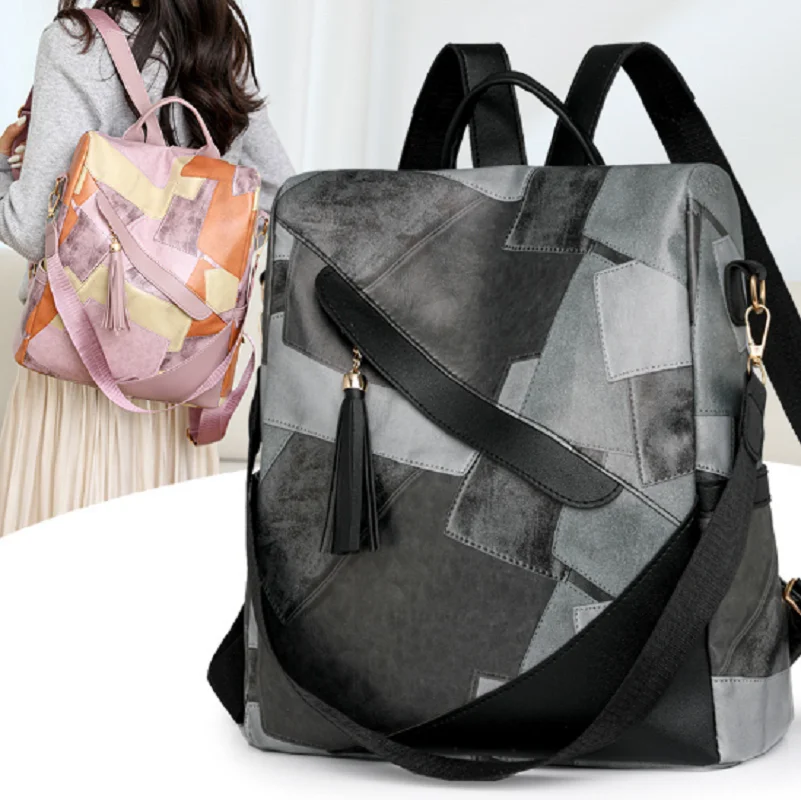 

Fashion Large Capacity Anti Theft Travel Backpacks Women's Tassel Designer Soft Leather Shoulder Bags Totes Schoolbag Rucksack