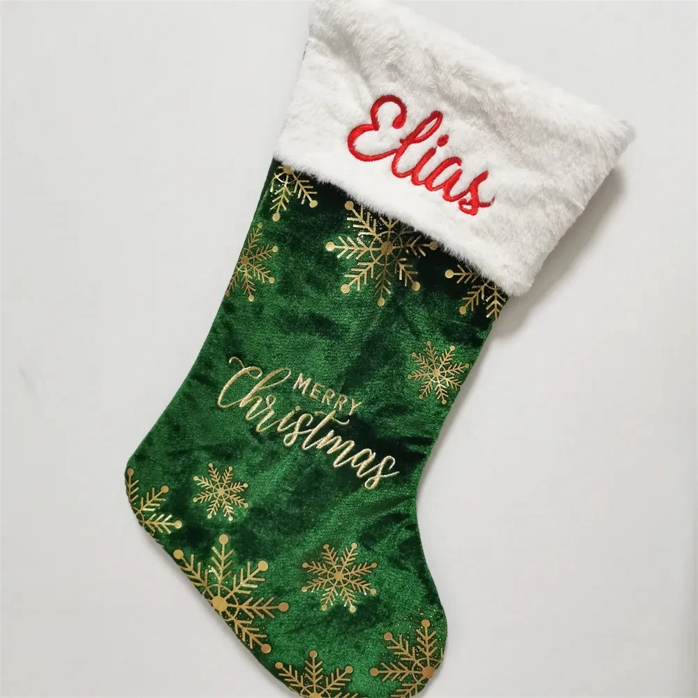 

Merry Christmas Decorative Socks with Embroidered Name Kids New Year Christmas Stockings Personalized Name Christmas Candy Socks