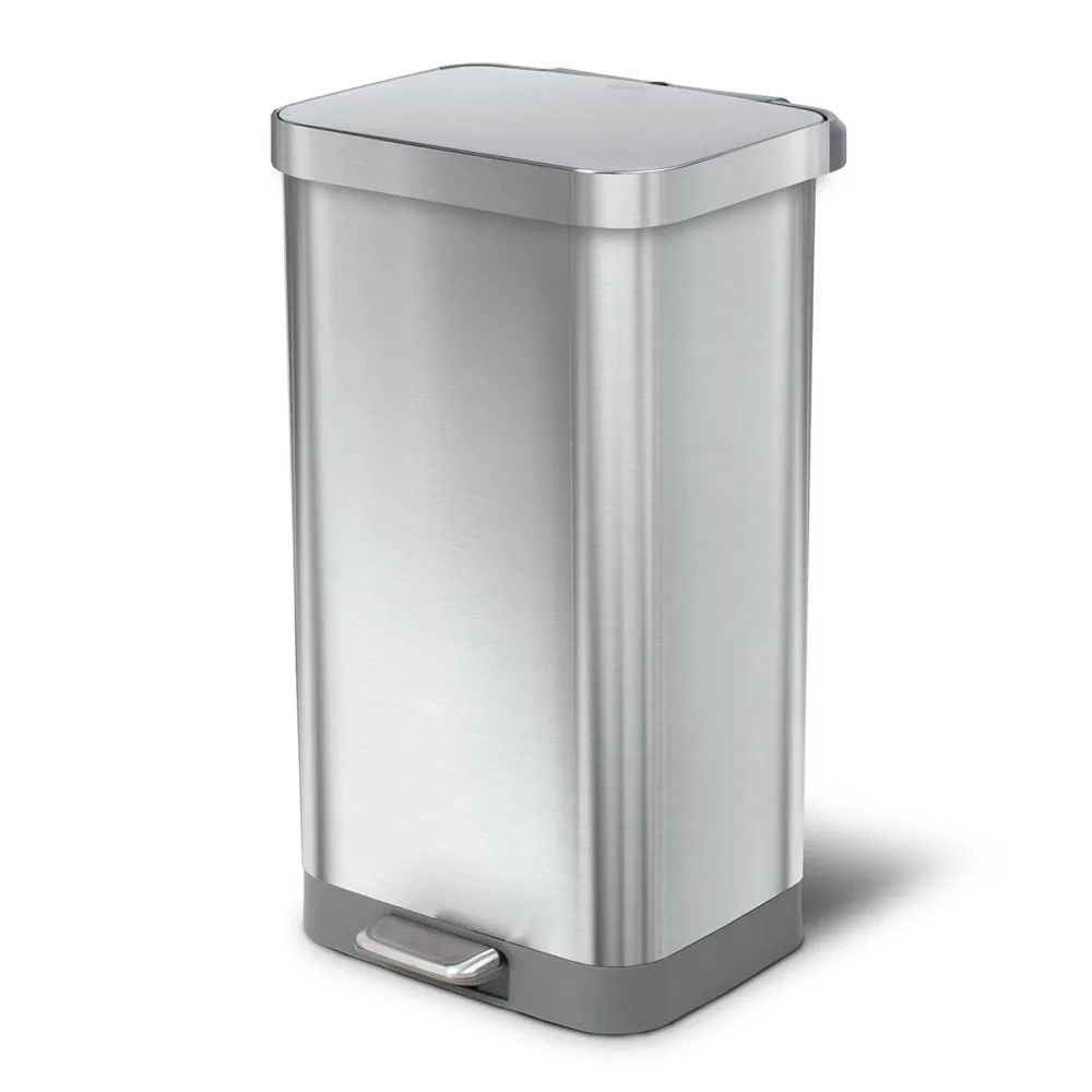 

Stainless Steel Step Trash Can with Clorox Odor Protection | Large Metal Kitchen Garbage Bin with Soft Close Lid,