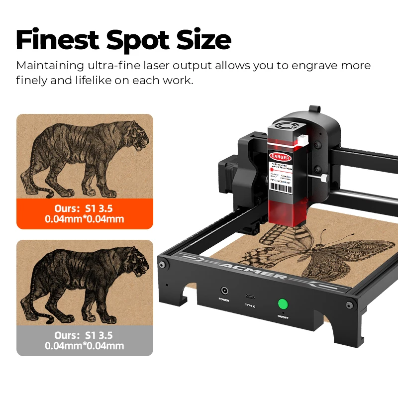 ACMER S1 2.5W 3.5W Mini Laser Engraver For DIY Painted Dog Tag Leather Wooden Plastic Logo CNC Machine
