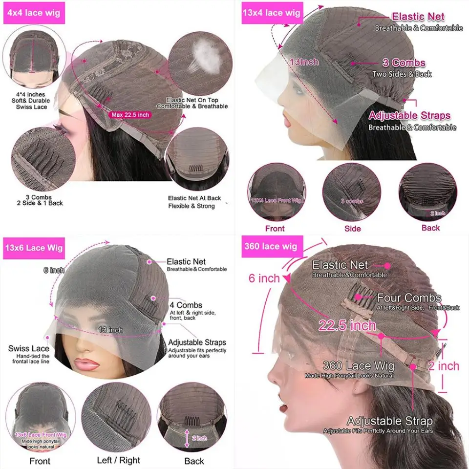 Peruca brasileira do cabelo humano da onda da água para mulheres, perucas transparentes da parte dianteira do laço, glueless, onda do corpo, 13x4, 13x6, HD, fechamento 5x5, 30 ", 34"