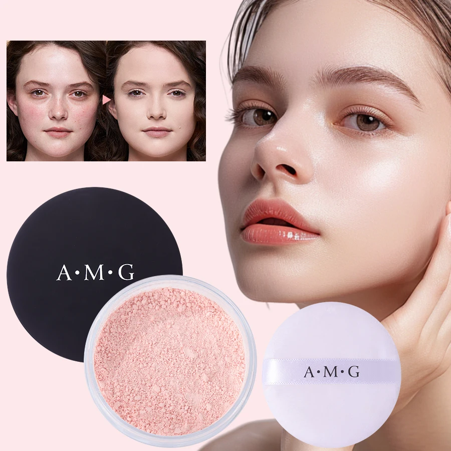 A.M.GMakeup Cipria 2 colori Trucco Cipria impermeabile con copertura sciolta Finitura della pelle Controllo dell'olio