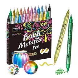 GN 12 Colors Dual Tip Metallic Waterproof Permanent Paint Marker Pens DIY Epoxy Resin Mold Drawing Craft Graffiti Art Supplies
